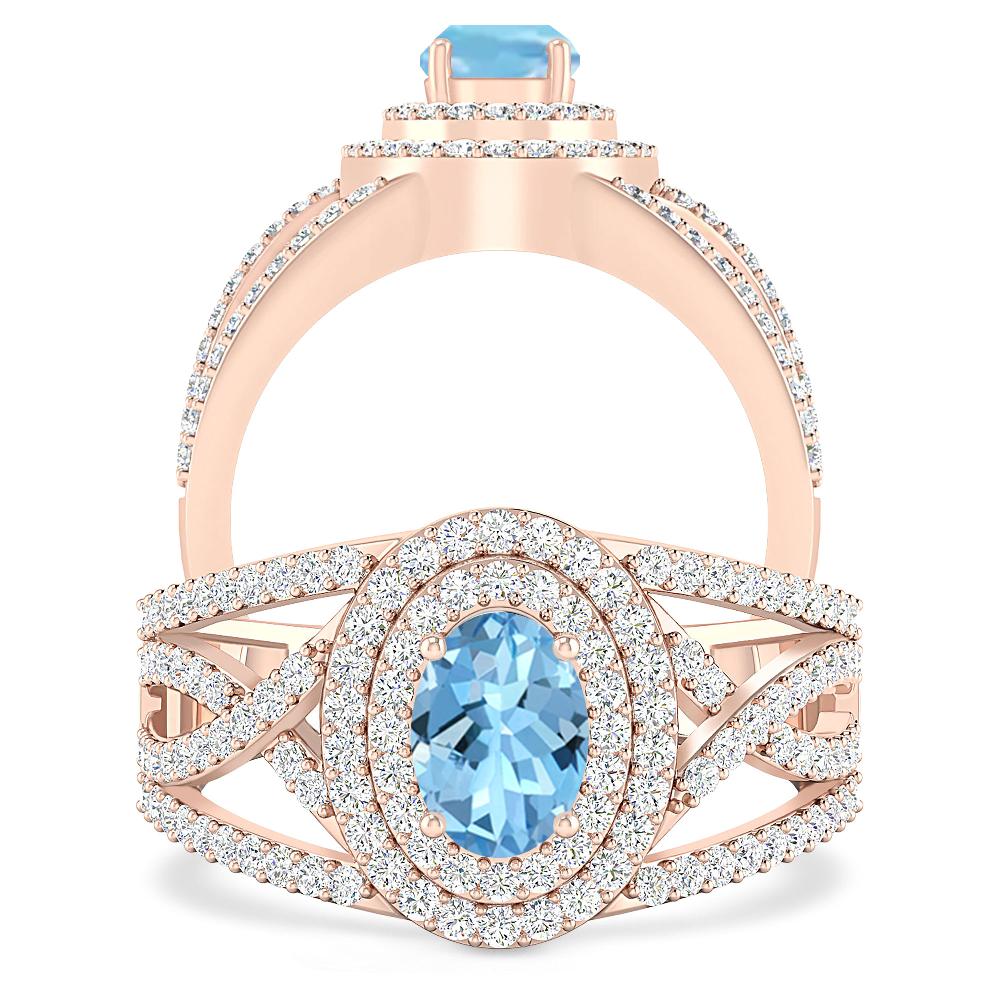 Rose Gold - Aquamarine