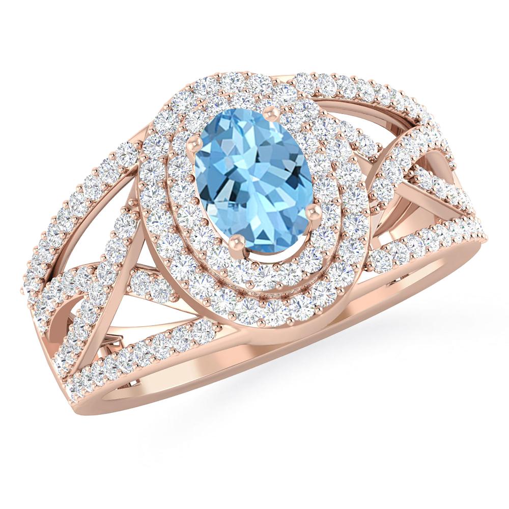 Rose Gold - Aquamarine