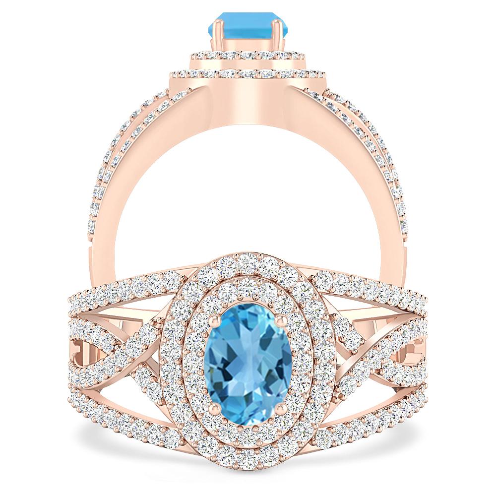 Rose Gold - Blue Topaz