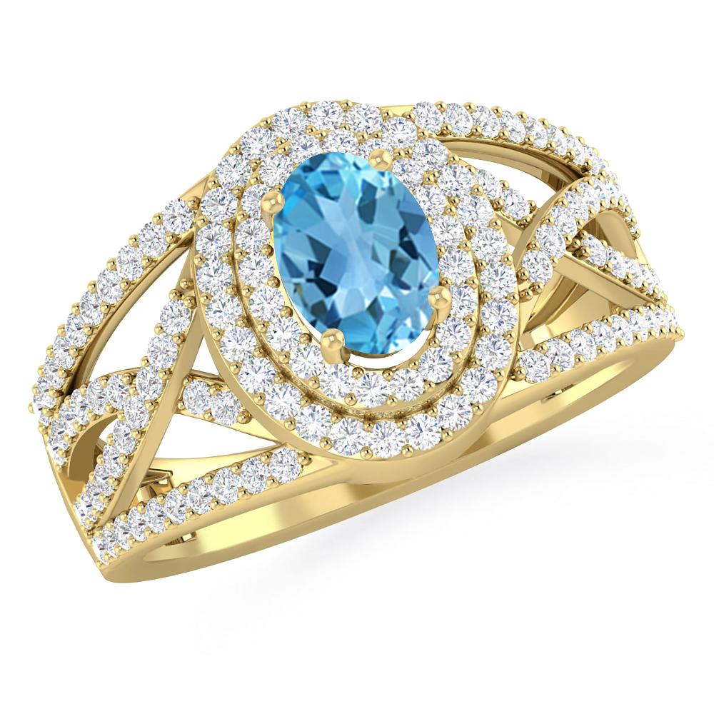 Yellow Gold - Blue Topaz