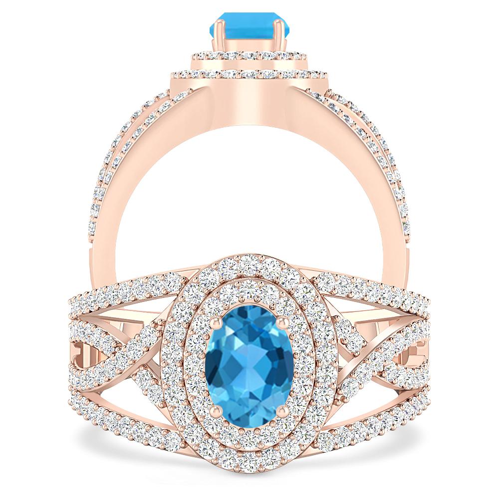 Rose Gold - Blue Topaz