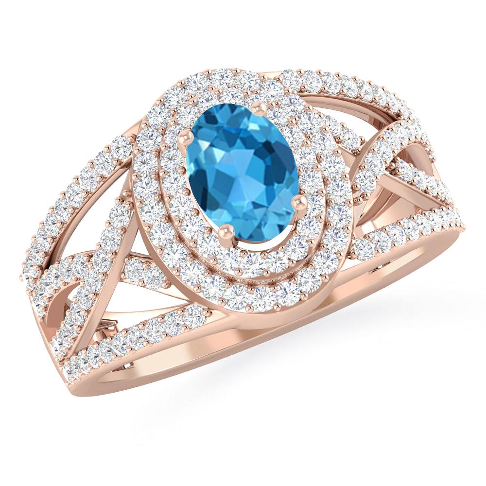 Rose Gold - Blue Topaz