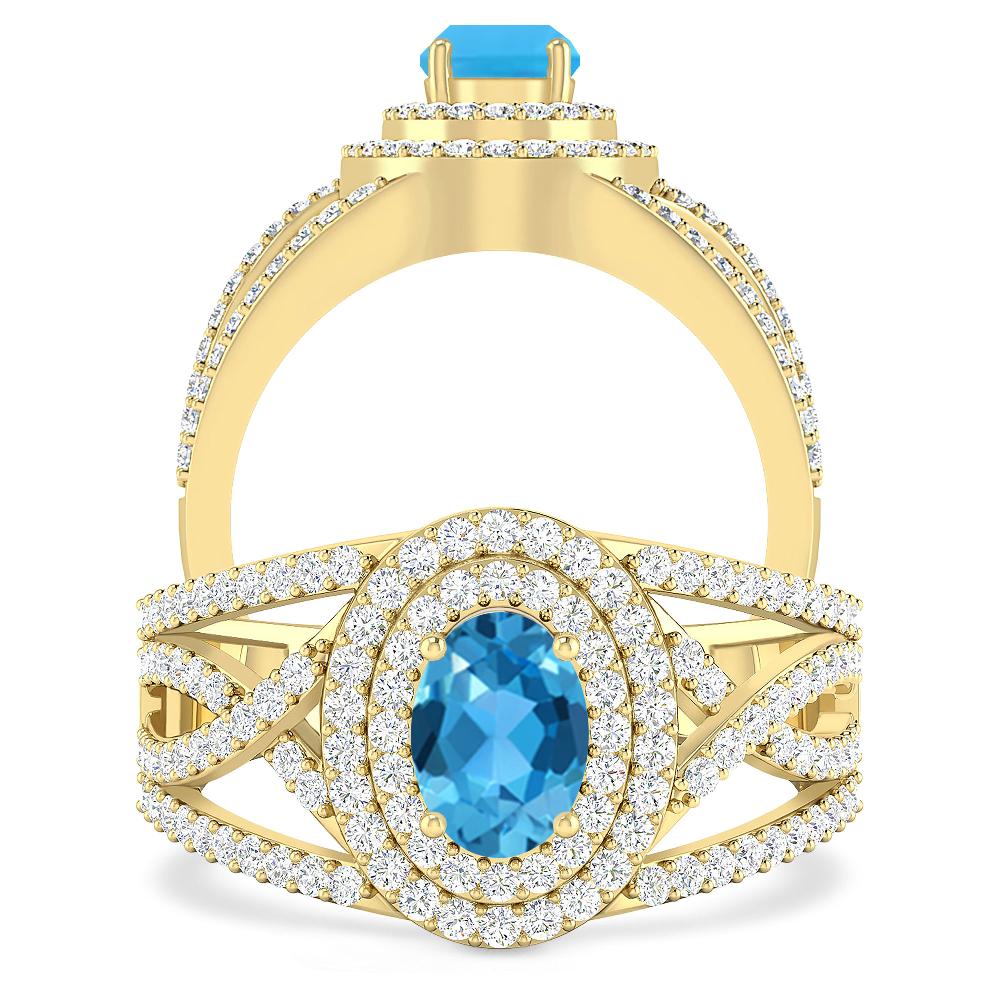 Yellow Gold - Blue Topaz