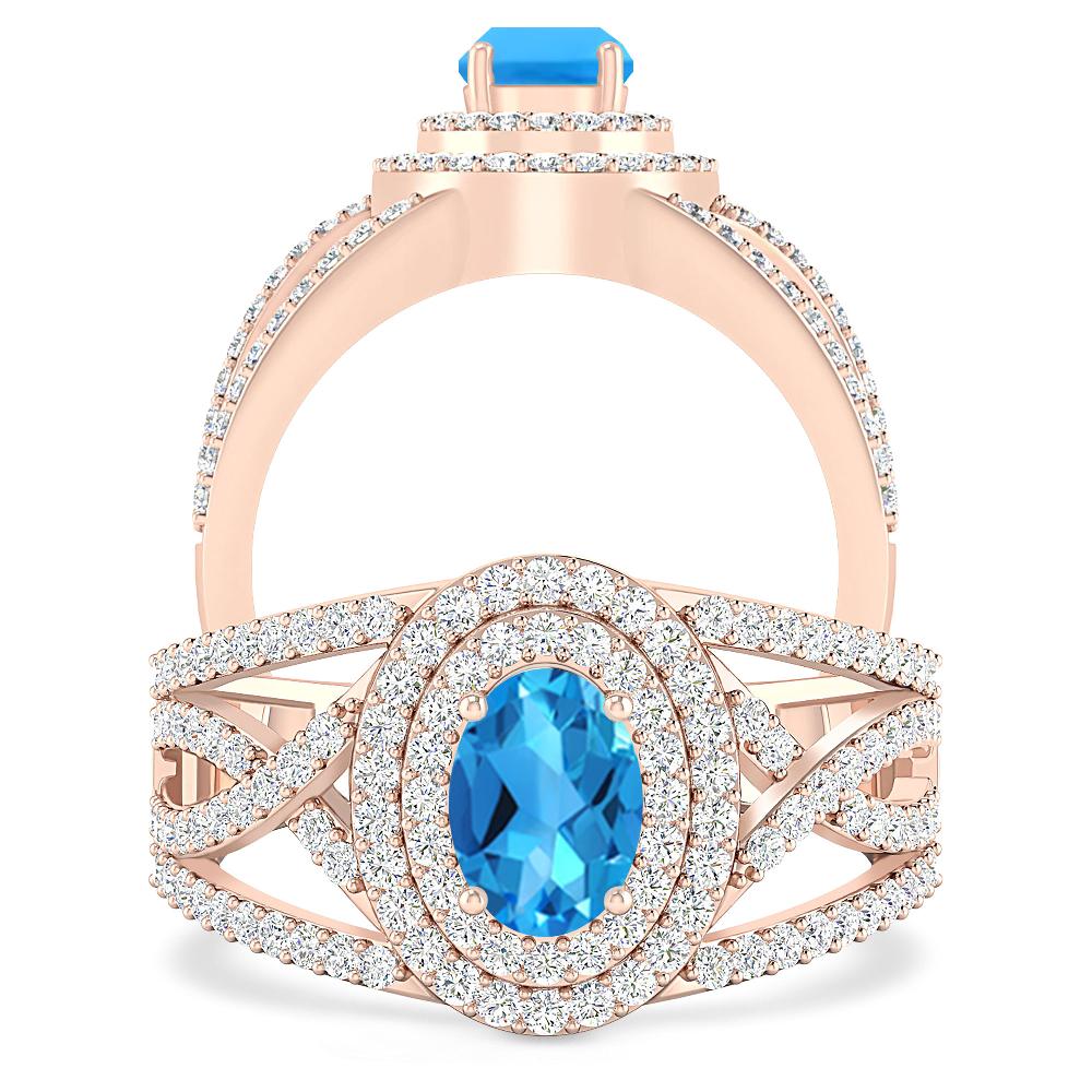 Rose Gold - Blue Topaz