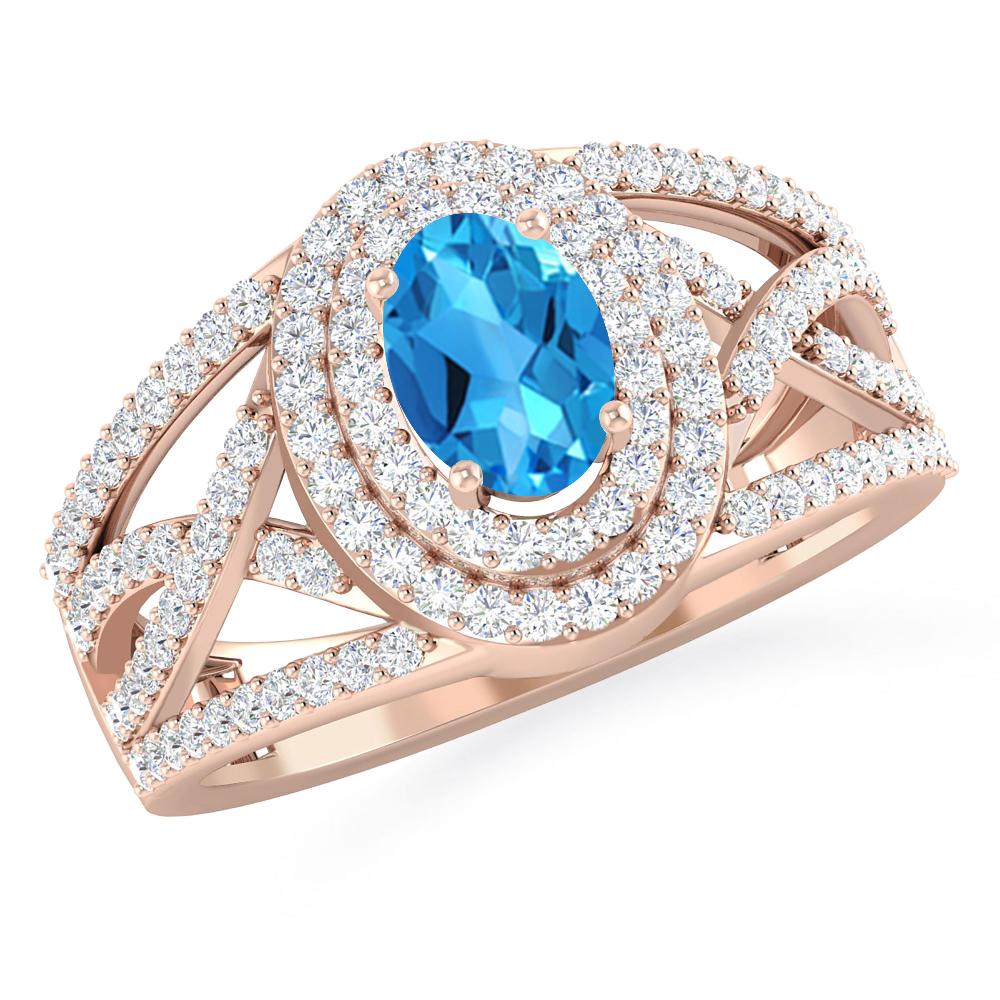 Rose Gold - Blue Topaz