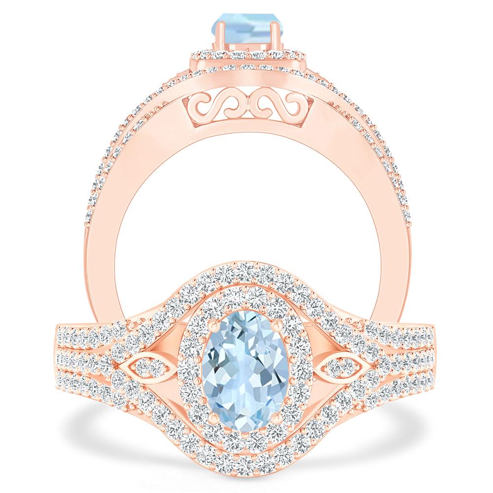 Rose Gold - Aquamarine