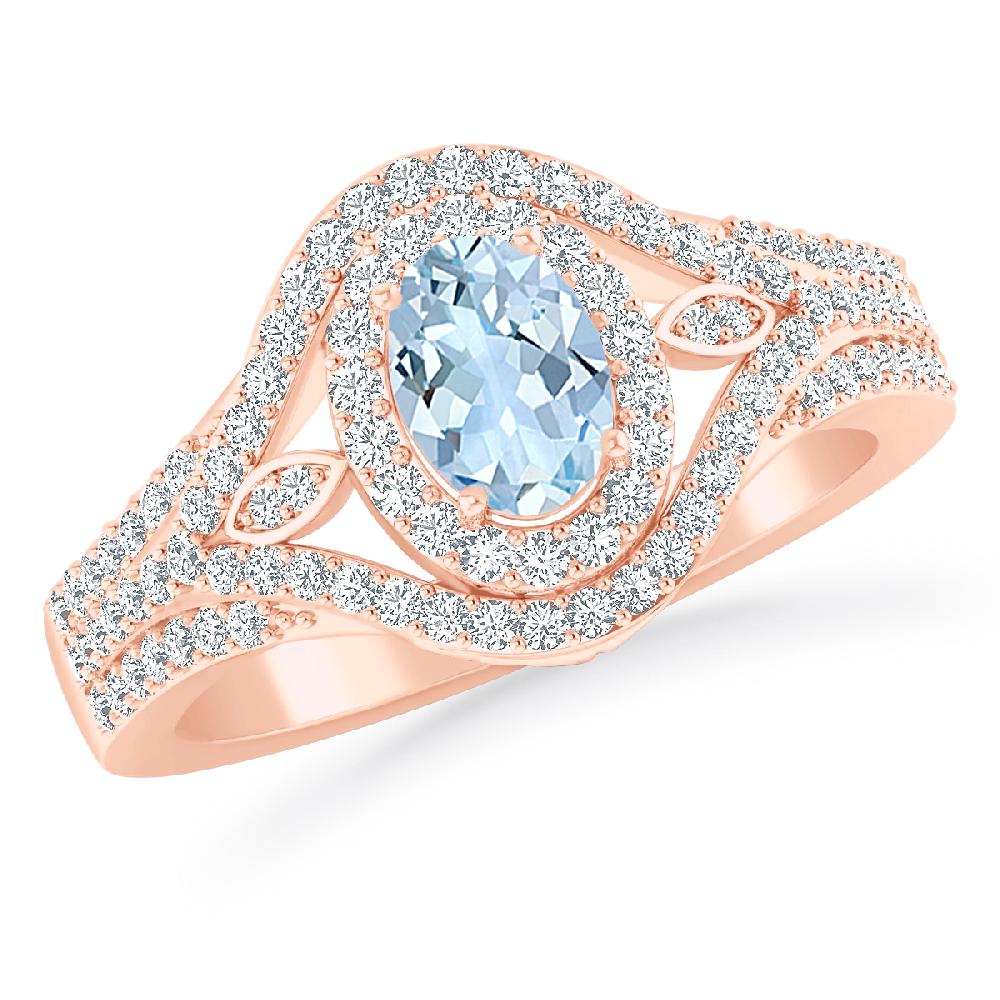 Rose Gold - Aquamarine