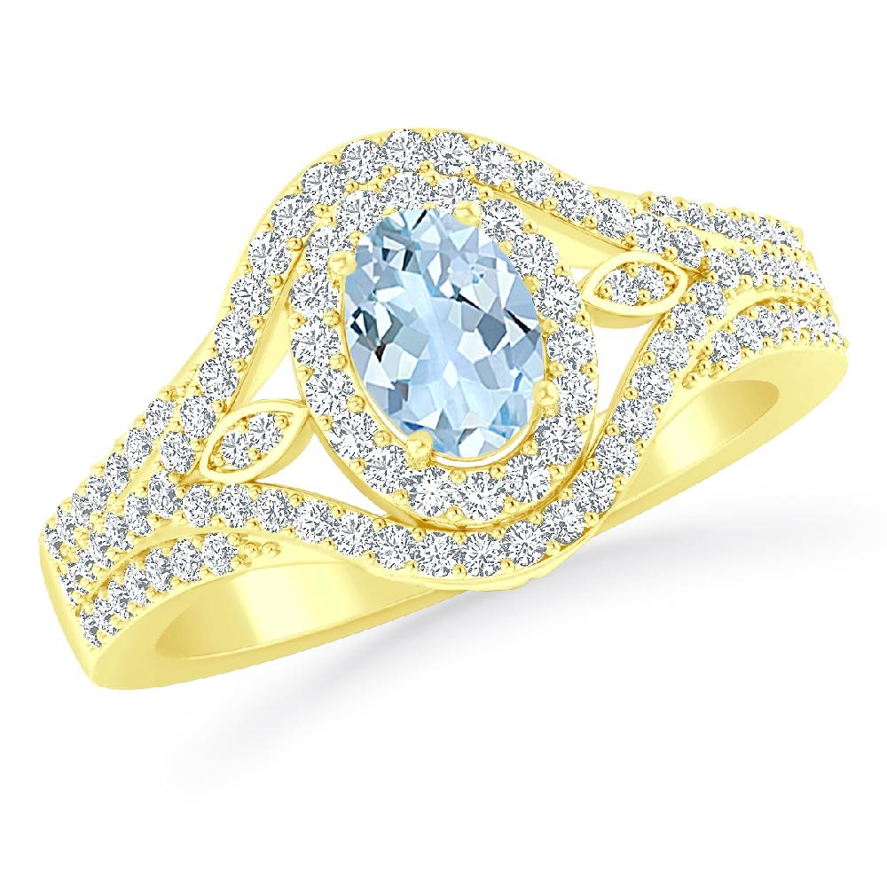Yellow Gold - Aquamarine
