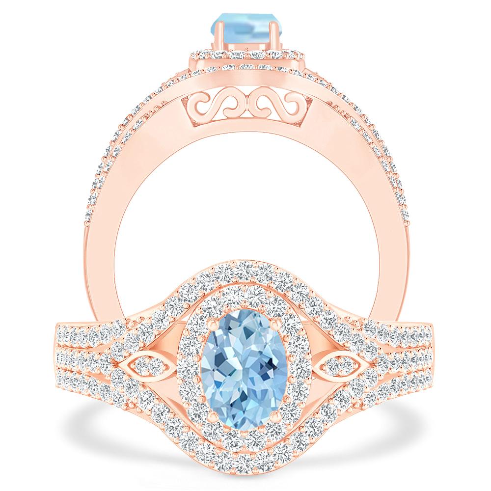 Rose Gold - Aquamarine