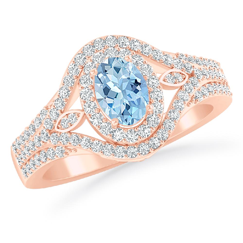 Rose Gold - Aquamarine