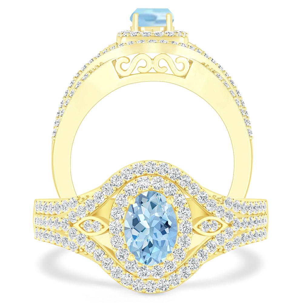 Yellow Gold - Aquamarine