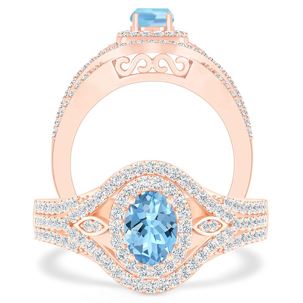 Rose Gold - Aquamarine