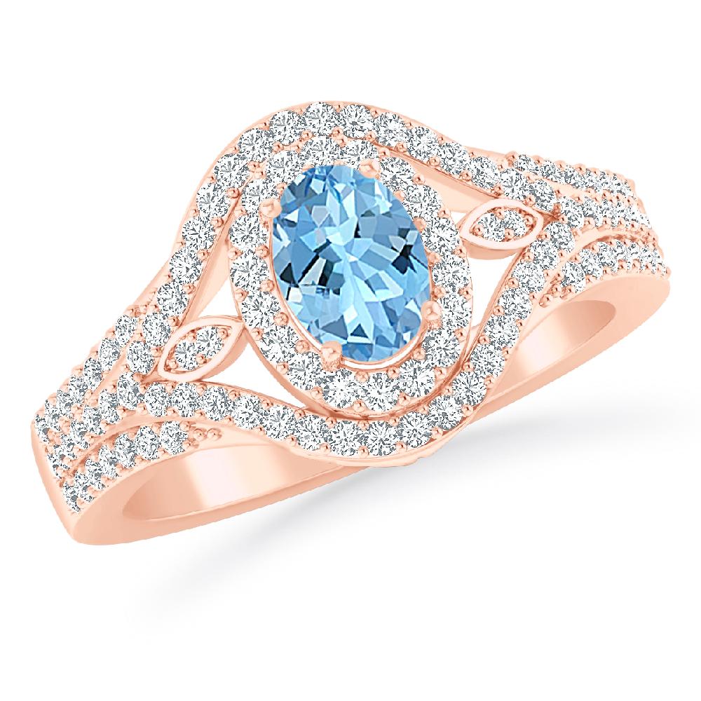 Rose Gold - Aquamarine