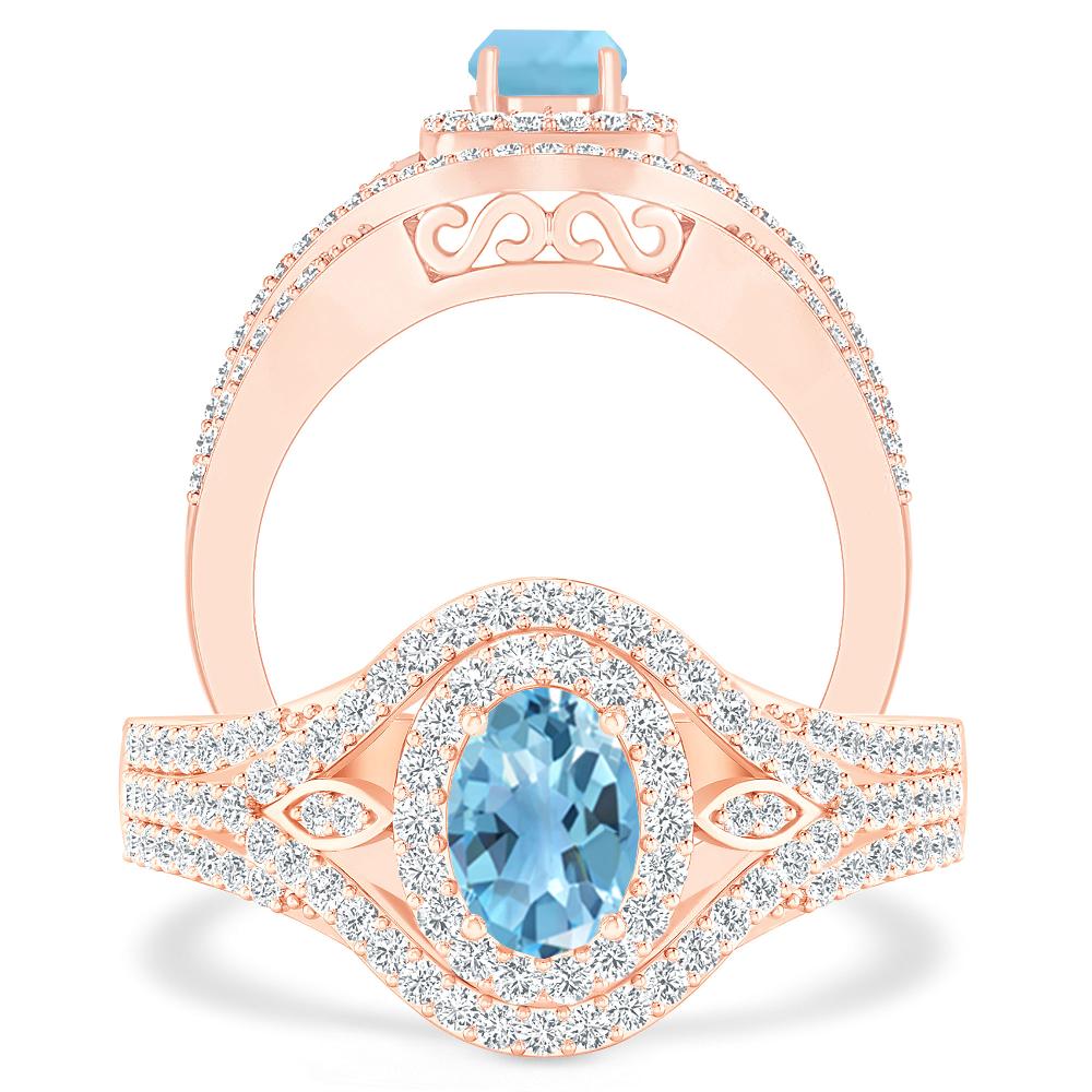 Rose Gold - Blue Topaz
