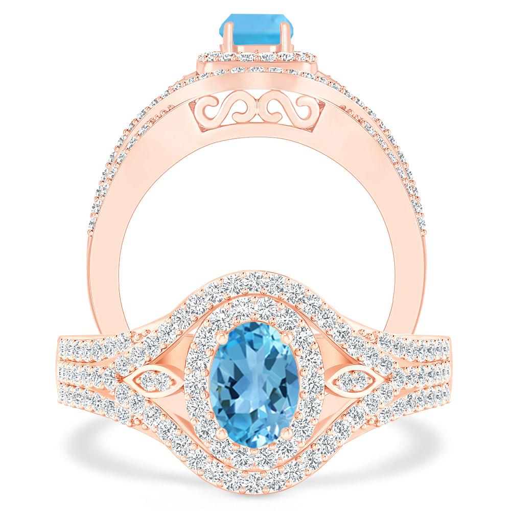 Rose Gold - Blue Topaz