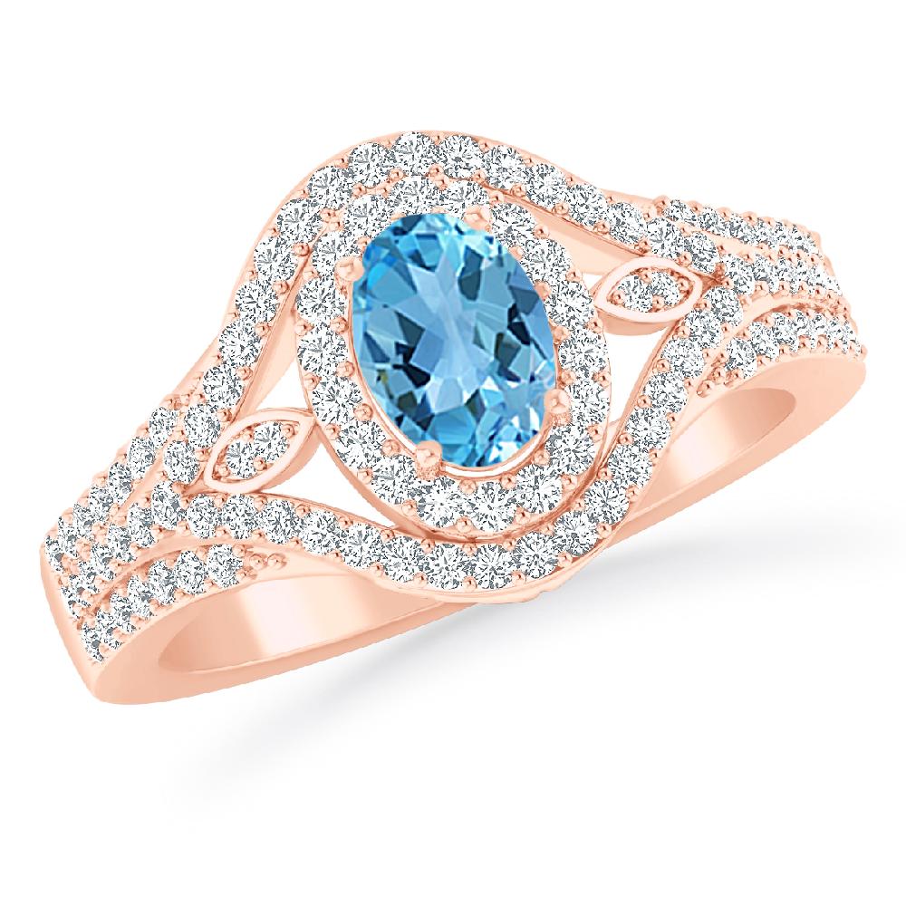Rose Gold - Blue Topaz