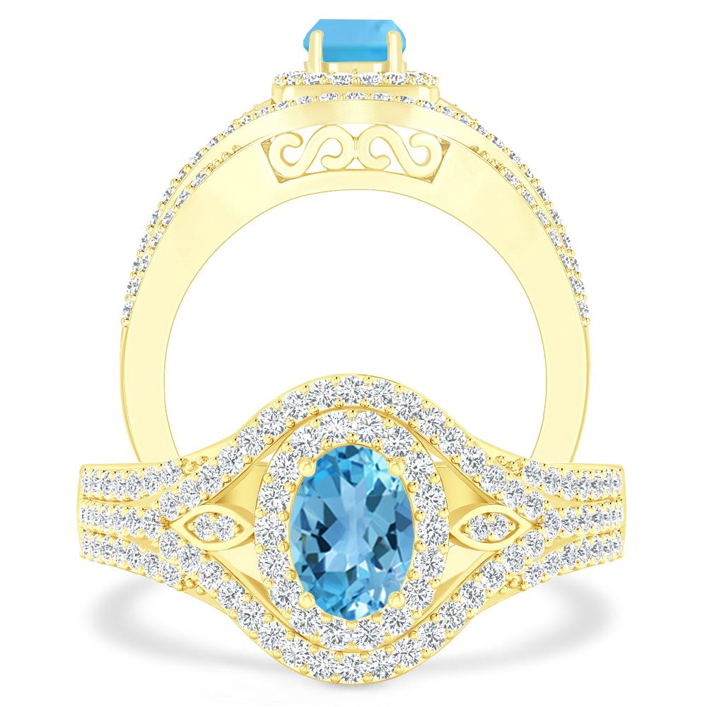 Yellow Gold - Blue Topaz