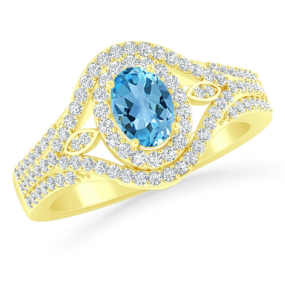 Yellow Gold - Blue Topaz