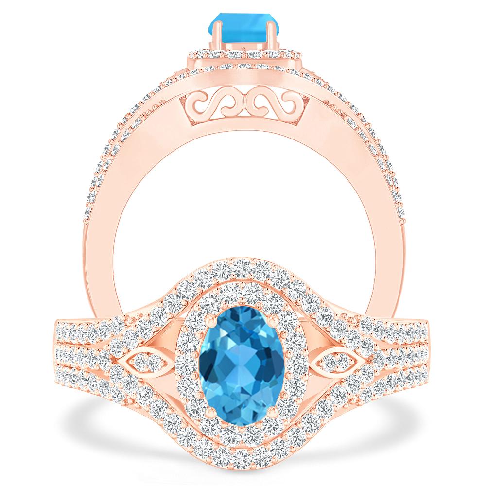 Rose Gold - Blue Topaz