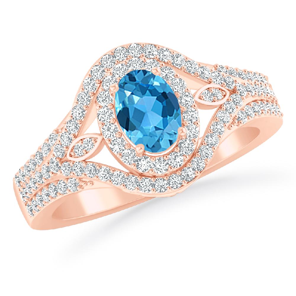 Rose Gold - Blue Topaz