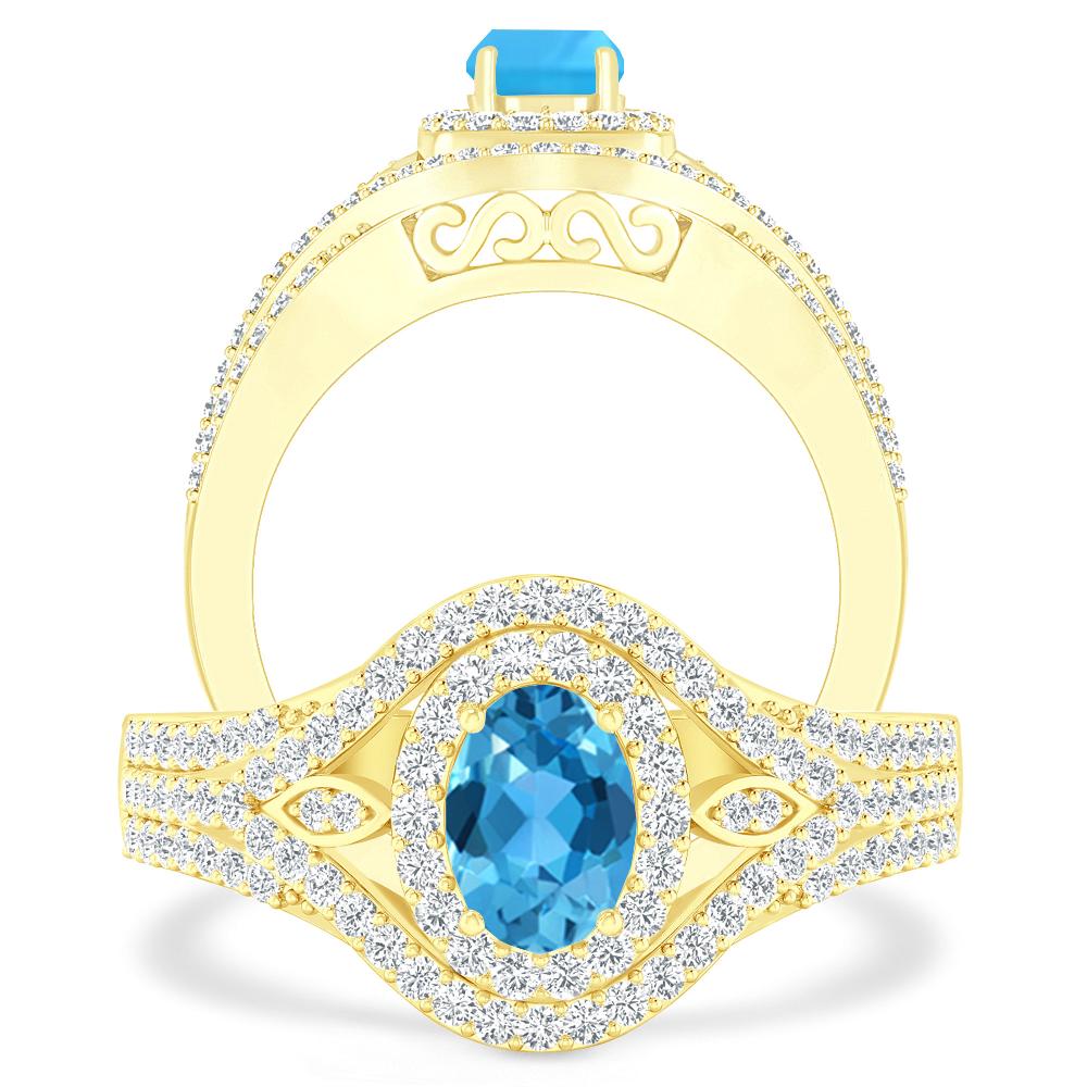 Yellow Gold - Blue Topaz