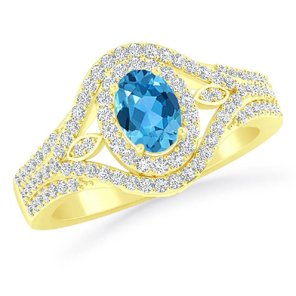 Yellow Gold - Blue Topaz