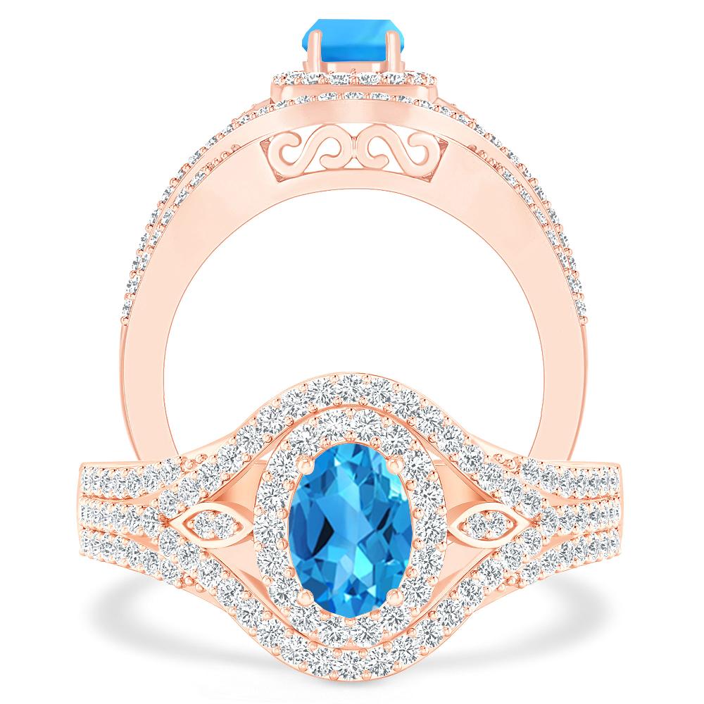 Rose Gold - Blue Topaz