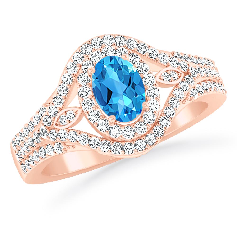 Rose Gold - Blue Topaz