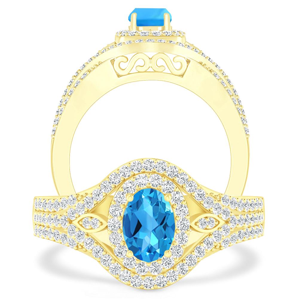 Yellow Gold - Blue Topaz