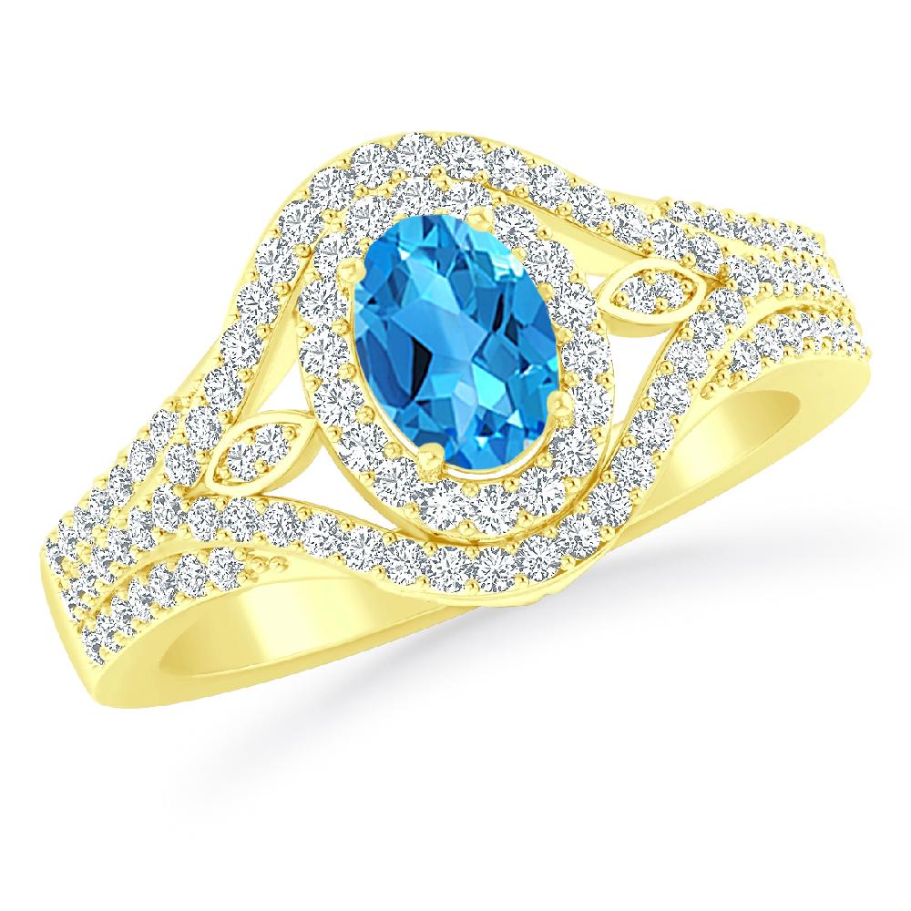 Yellow Gold - Blue Topaz