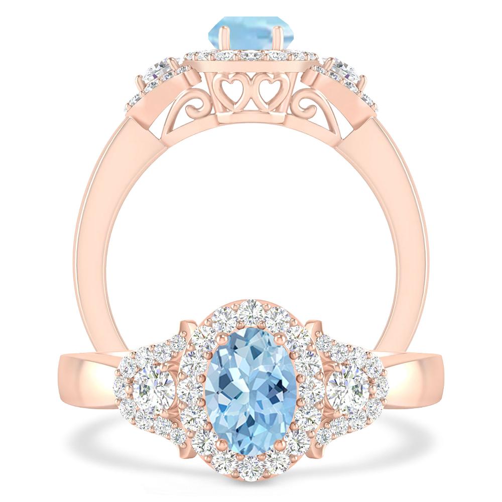 Rose Gold - Aquamarine