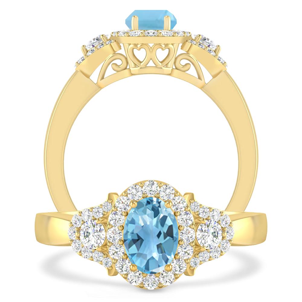 Yellow Gold - Blue Topaz