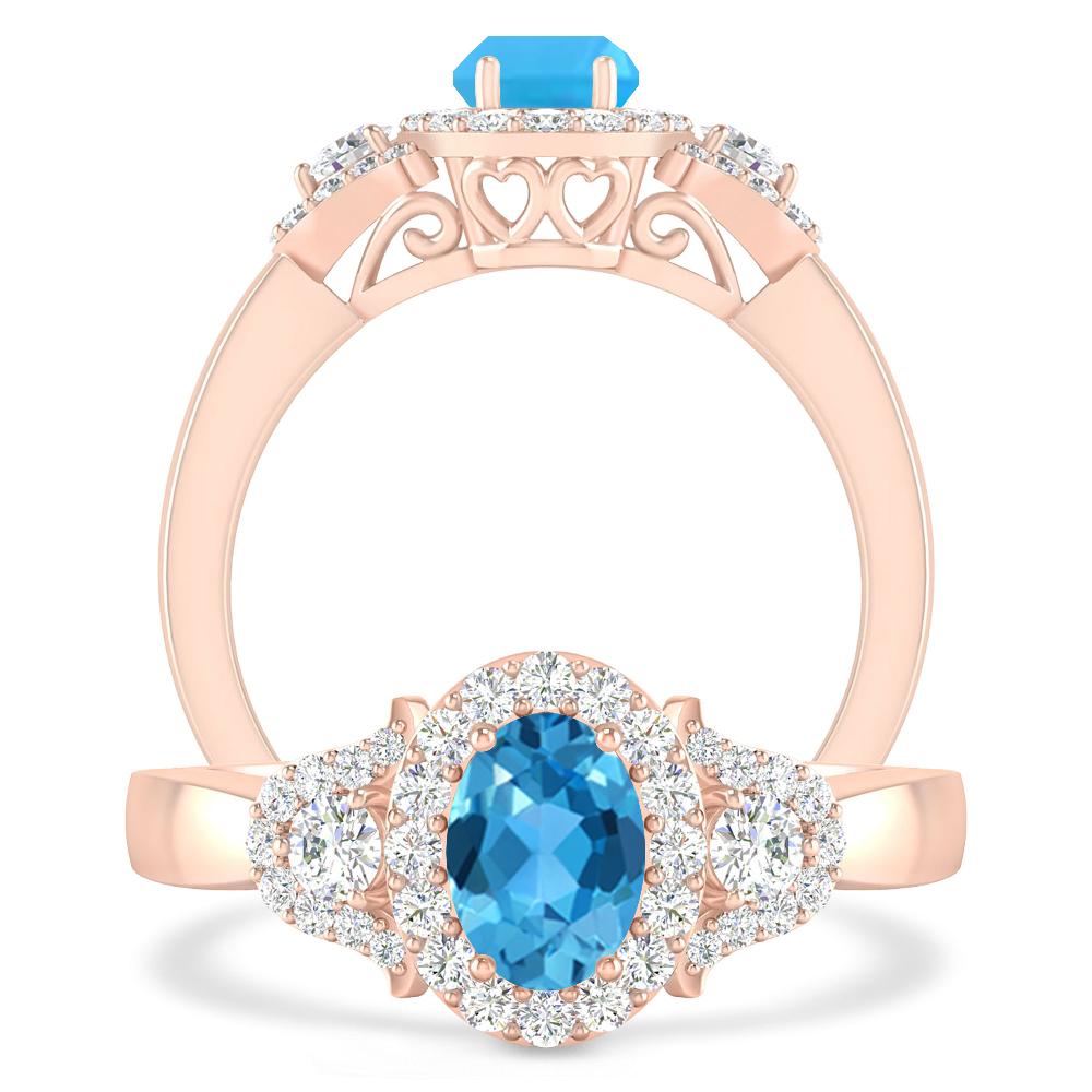 Rose Gold - Blue Topaz