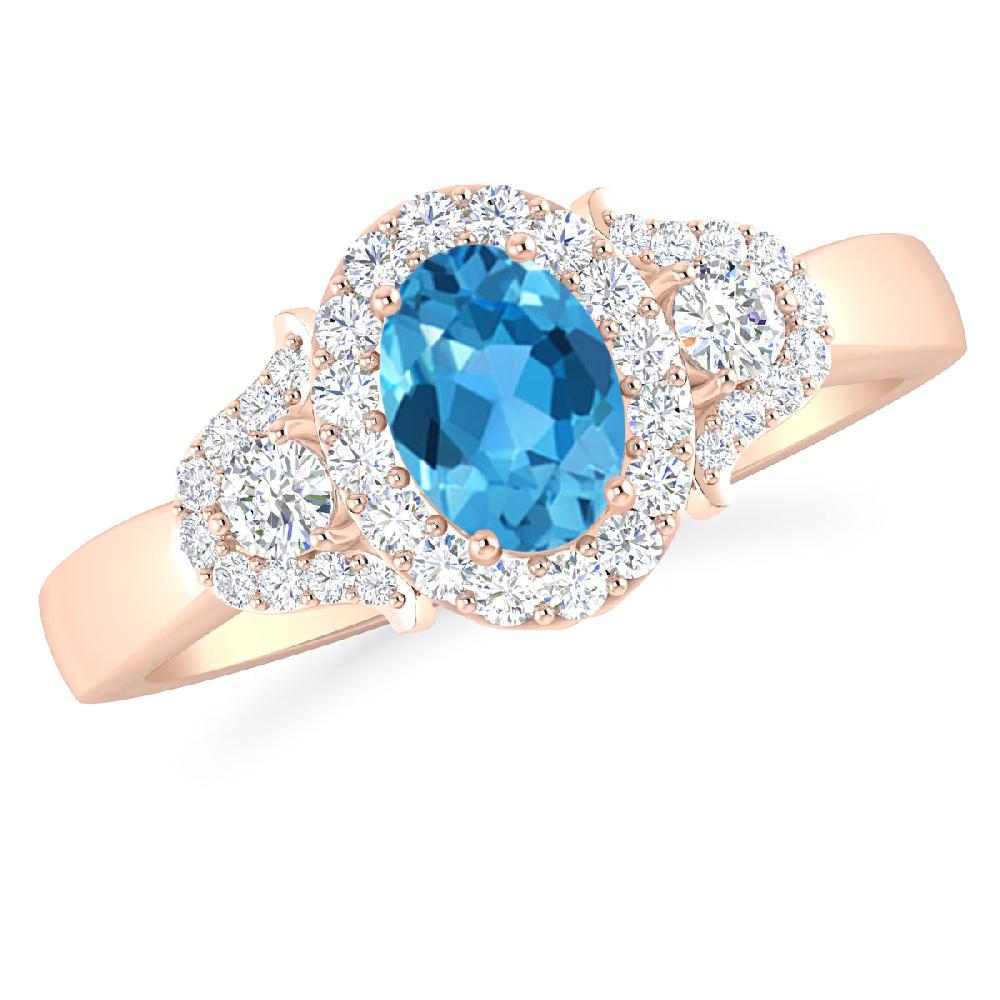 Rose Gold - Blue Topaz