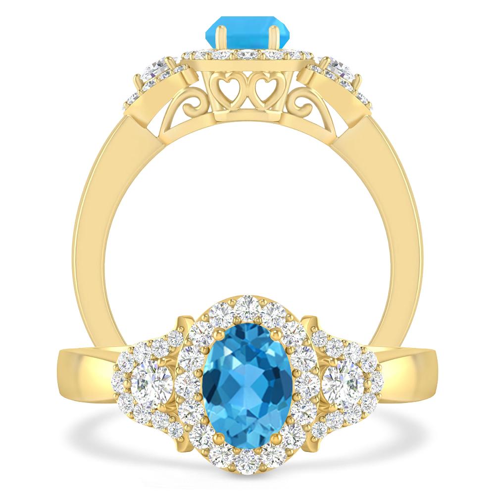 Yellow Gold - Blue Topaz