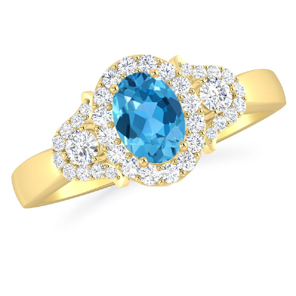 Yellow Gold - Blue Topaz