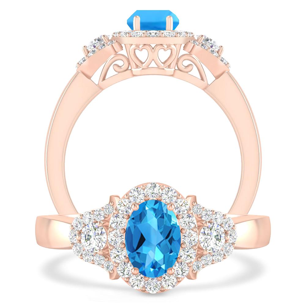 Rose Gold - Blue Topaz