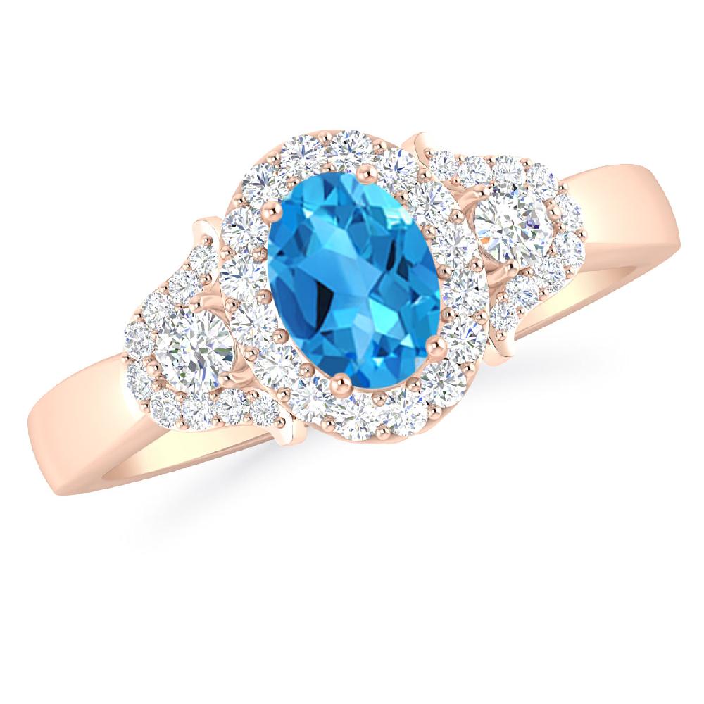 Rose Gold - Blue Topaz