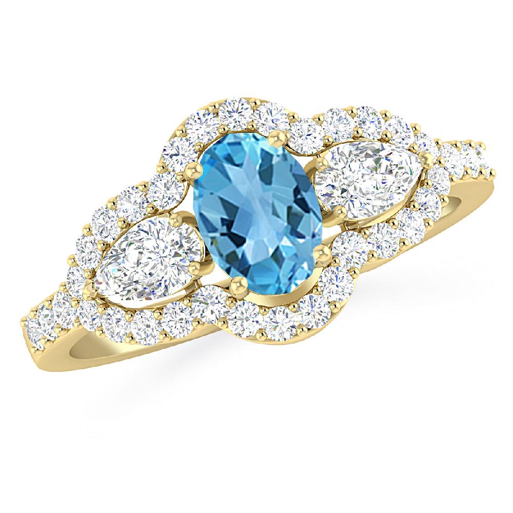 Yellow Gold - Blue Topaz