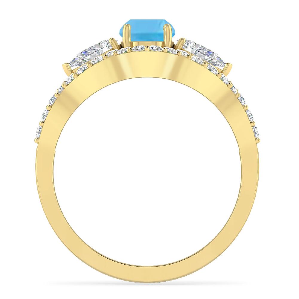 Yellow Gold - Blue Topaz