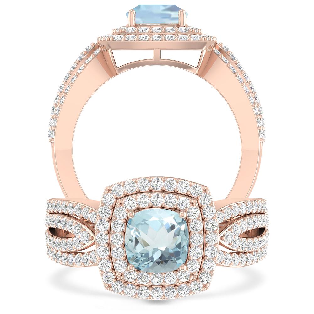 Rose Gold - Aquamarine