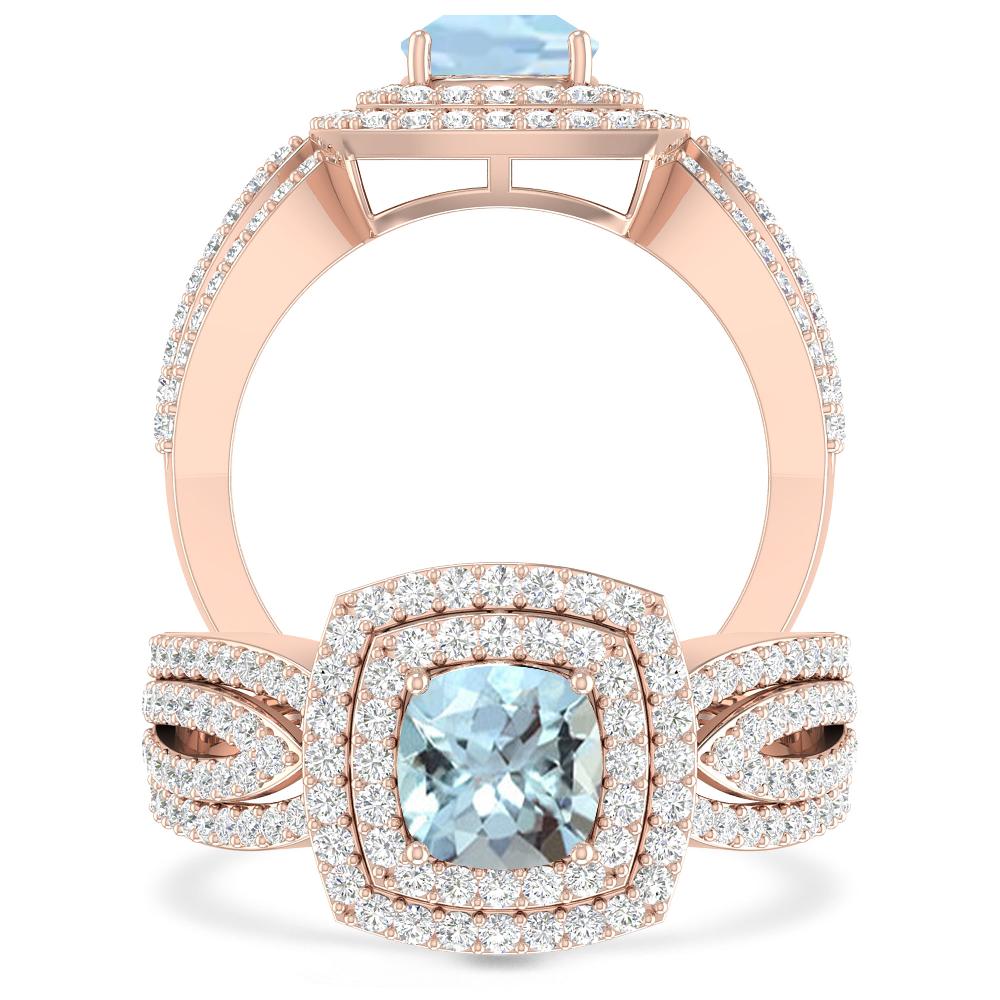 Rose Gold - Aquamarine