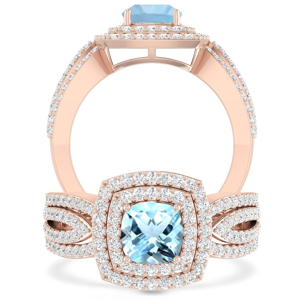 Rose Gold - Aquamarine