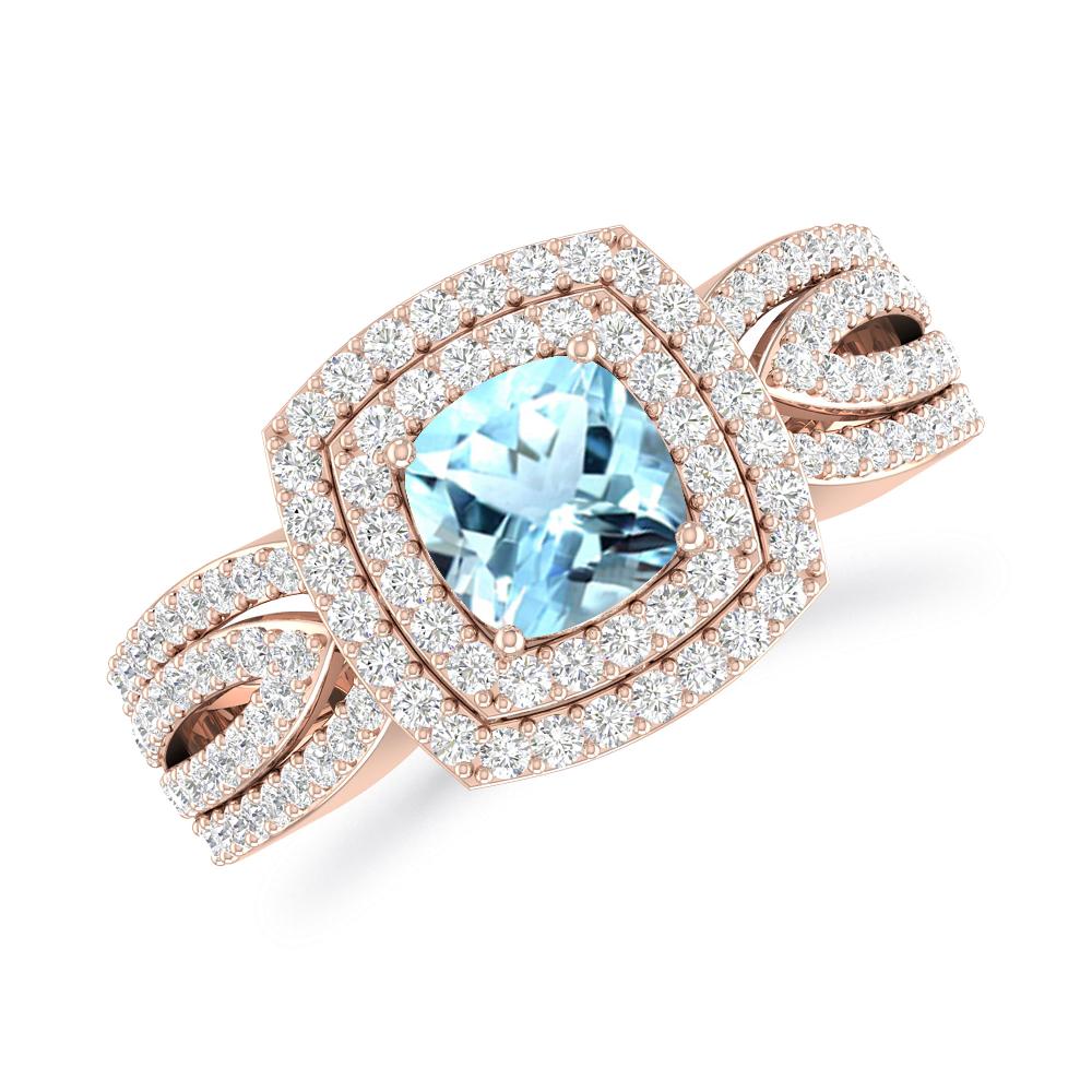Rose Gold - Aquamarine