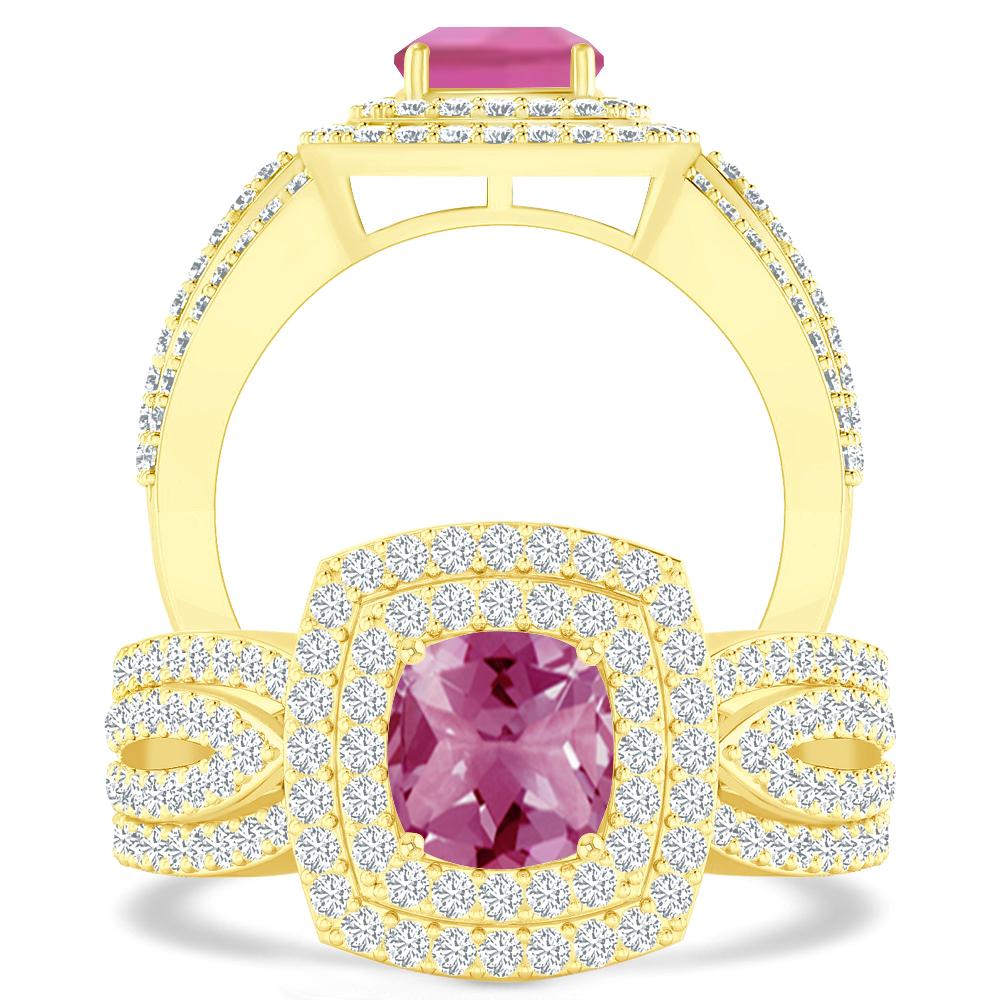 Yellow Gold - Pink Tourmaline