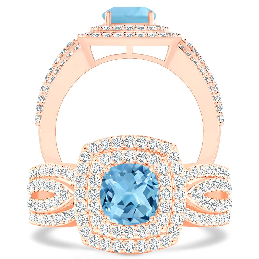 Rose Gold - Blue Topaz