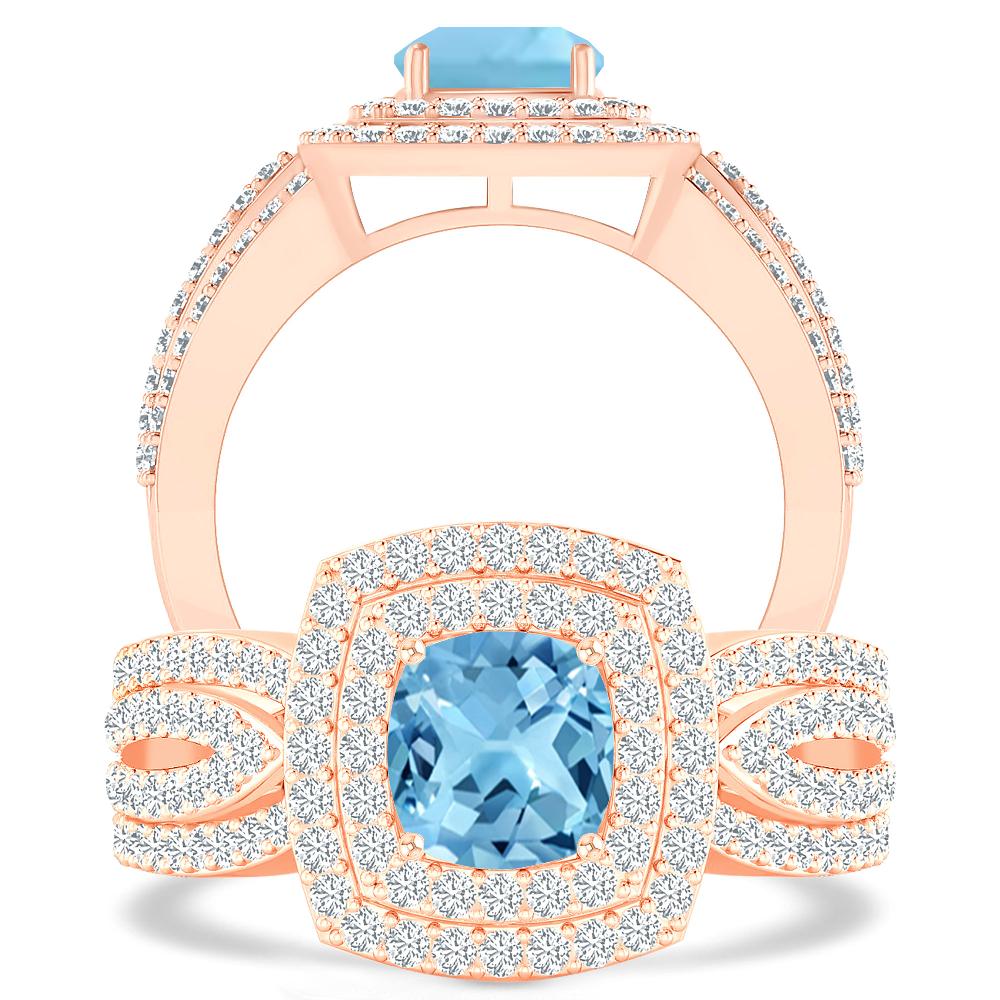 Rose Gold - Blue Topaz