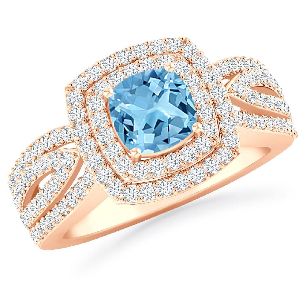 Rose Gold - Blue Topaz