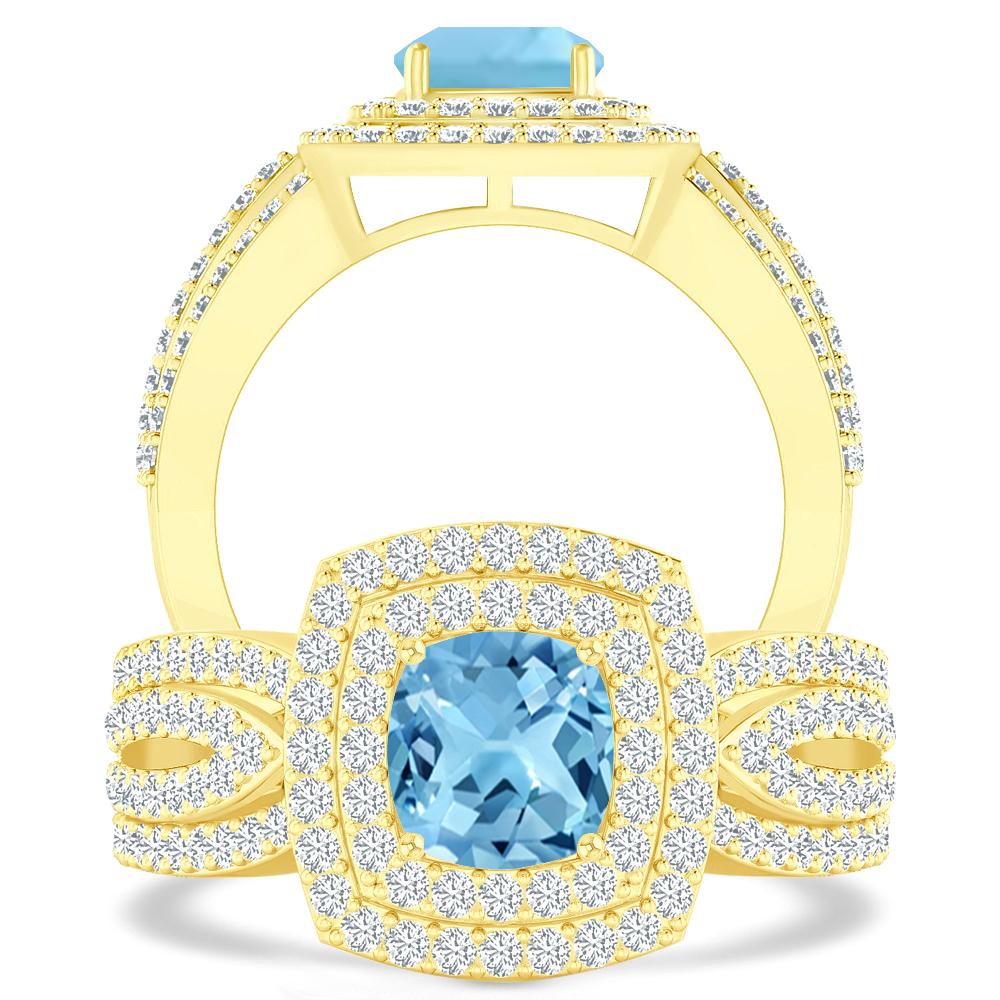 Yellow Gold - Blue Topaz