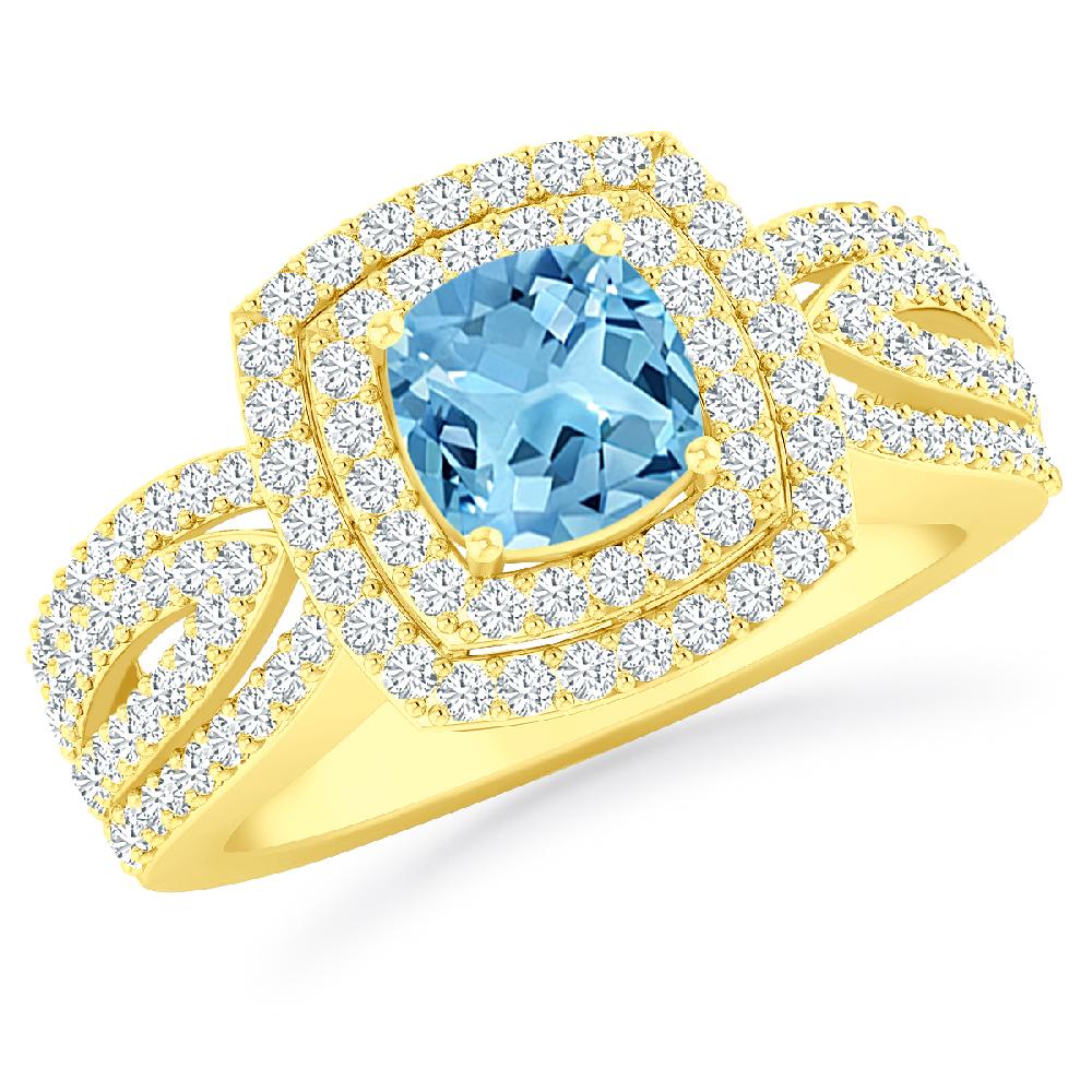 Yellow Gold - Blue Topaz